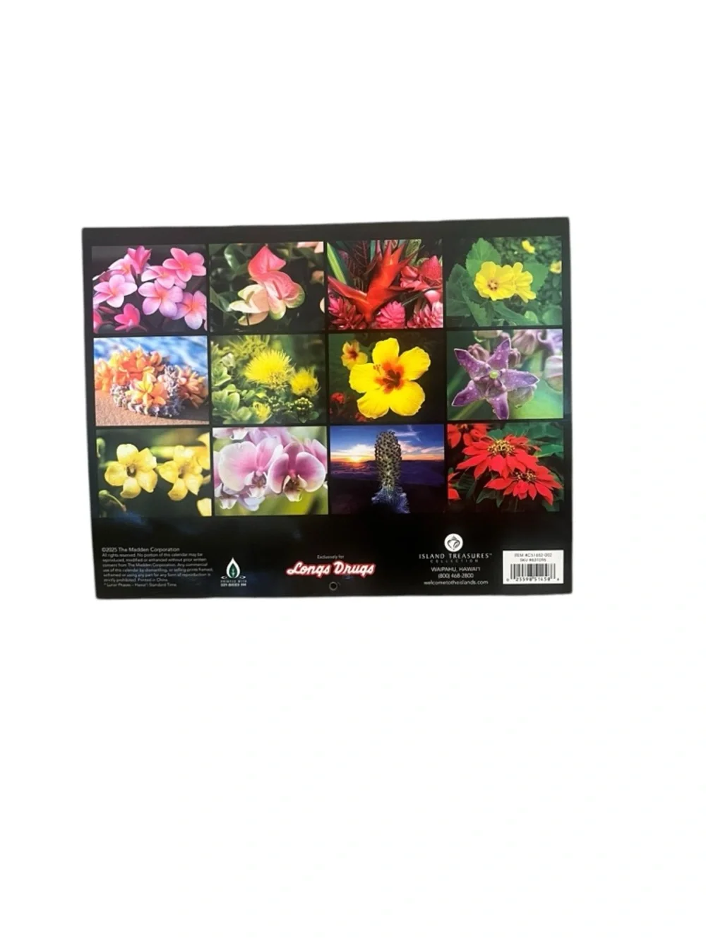 Flowers of Hawaii Calendar 2026 Plumeria Hibiscus Silver Sword Longs Drugs